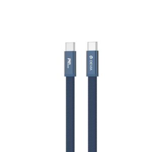 Devia Ultra3 USB-C PD 240W metalinis pintas plokščias greitojo įkrovimo laidas 1,5 m mėlynas