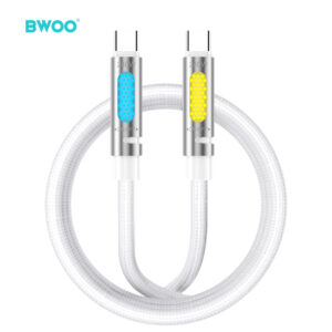 BWOO 240W itin spartaus įkrovimo duomenų kabelis su RGB apšvietimu, baltas X325C-C