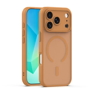 Mag Matt dėklas, skirtas Apple iPhone 17 Pro Max 6,9" / 18 Pro Max 6,9" rudas, su tiksliomis išpjovomis