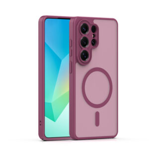 Mag Matt dėklas Samsung Galaxy S25 Ultra, bordo spalvos, su apsauga kamerai