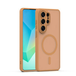 Mag Matt dėklas, skirtas Samsung Galaxy S26 Ultra, rudas, su apsauga kamerai
