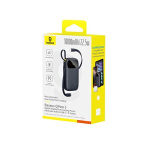 Baseus Qpow3 skaitmeninis greitojo įkrovimo išorinis akumuliatorius 22.5W 10000mAh Cosmic Black - Image 3