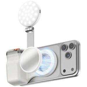 Magnetic smartphone holder with 4smarts photographic grip fill light and wireless control white - Image 1