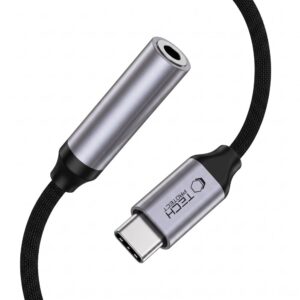TECH-PROTECT ULTRABOOST ADAPTERIS USB-C Į MINI JACK 3.5MM DAC IRON GREY - Image 4