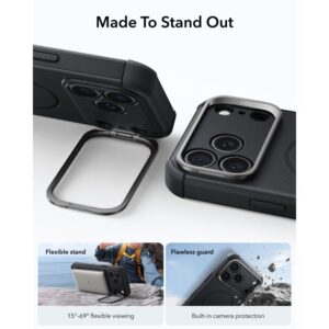 ESR CYBER TOUGH DĖKLAS SU STOVU IR MagSafe Apple iPhone 17 PRO / 18 PRO JUODAS - Image 4