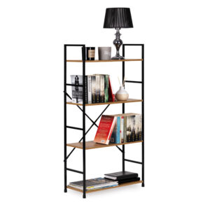 Moderni plati medinė lentyna su 4 lentynomis LOFT ModernHome - Image 5