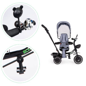 Triratis su besisukančia sėdyne, stogeliu, pilkas ECOTOYS - Image 5