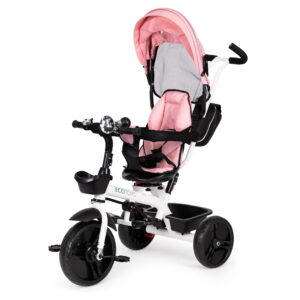 Triratis vežimėlis su 360° besisukančia sėdyne, rožinis ECOTOYS - Image 5