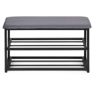 Apmuštas batų suoliukas su sėdyne 80 cm, 2 lentynos, ModernHome - Image 5