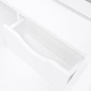 Kosmetinis staliukas su veidrodžiu ir LED apšvietimu, 3 šviesos spalvos, lentynos, stalčiai, kėdutė ModernHome - Image 5