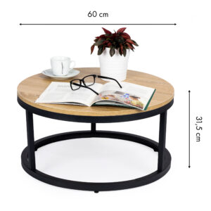 Modernus industrinio stiliaus kavos staliukas, 60 cm ModernHome - Image 5