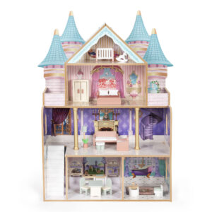 Medinis lėlių namelis Bella Castle, 4 aukštai, 5 kambariai, 15 baldų ECOTOYS - Image 5