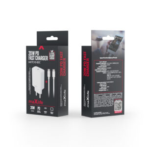 Maxlife MXTC-10-20C PD QC įkroviklis 1x USB-C 20W baltas + USB-C – USB-C laidas 20W - Image 2
