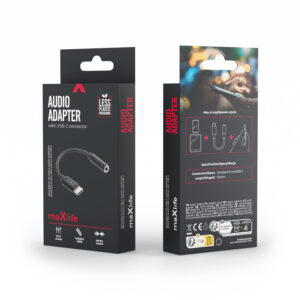 Maxlife garso adapteris MXJC-02 jack 3,5 mm - USB-C juodas - Image 2