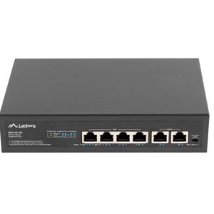 Lanberg RSFE-4P-2FE-60 tinklo komutatorius Ne-valdomas Fast Ethernet (10/100) Maitinimas per Eternetą (PoE) 1U Juoda - Image 1