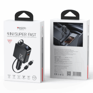 YESIDO AUTOMOBILINIS ĮKROVIKLIS Y71 125W GREITAS ĮKROVIMAS 4in1 LED + C+iP LAIDAS 65W JUODAS