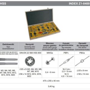 ZESTAW NARZEDZI DO GWINTOWANIA M3-M20 HSS CZD-40