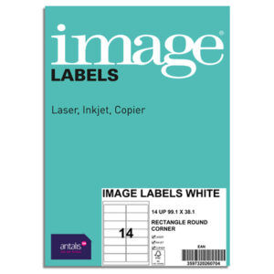 Lipnios etiketės Image Labels, 99.1x38.1 mm, 14 lipdukų lape, baltos spalvos