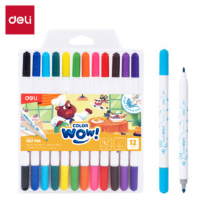 Flomasteriai DELI ColorWow, dvipusiai, 12 spalvų