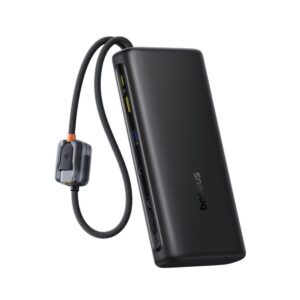 Baseus skaitmeninio ekrano išorinė baterija su dviem integruotais USB-C laidais 25000mAh 145W Cosmic Black - Image 2
