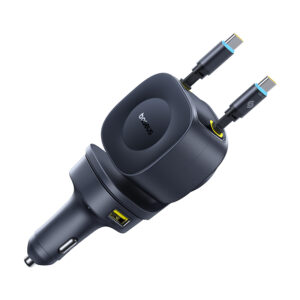 Baseus PrimeTrip VR2 Max automobilinis įkroviklis su ištraukiamu laidu 3C+U 100W Cosmic Black