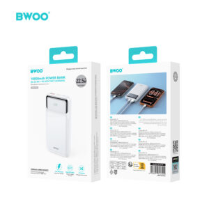 BWOO itin plonas 22,5W 10000 mAh išorinis akumuliatorius, baltas - Image 4