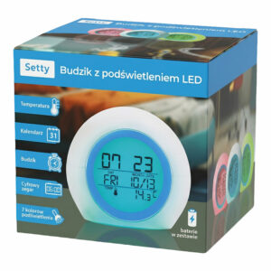 Setty žadintuvas su LED šviesa, mėlynas JZ-212 - Image 2