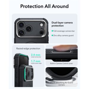 ESR CYBER TOUGH DĖKLAS SU STOVU IR MagSafe Apple iPhone 17 PRO MAX / 18 PRO MAX JUODAS - Image 5