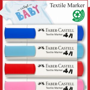 Tekstilės žymeklių rinkinys Faber-Castell, vaikų drabužiams, 5 spalvos