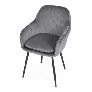 2 minkštų aksominių modernių kėdžių komplektas valgomajam ir svetainei, tamsiai pilkos spalvos, ModernHome - Image 6