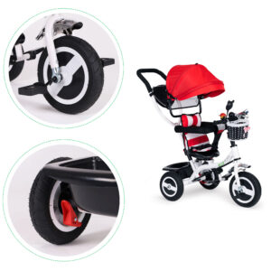 Triratis su besisukančiu stogeliu, patvariais guminiais ratais, raudonas ECOTOYS - Image 6