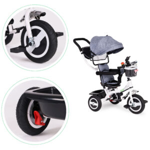 Triratis su besisukančiu stogeliu, patvariais guminiais ratais, pilkas ECOTOYS - Image 6