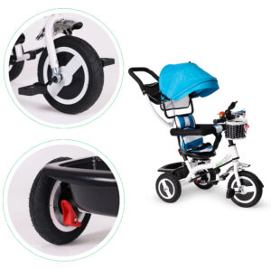 Triratis su besisukančiu stogeliu, patvariais guminiais ratais, mėlynas ECOTOYS - Image 6