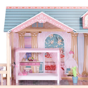 Didelis medinis lėlių namelis, 3 aukštai, 11 baldų, ECOTOYS - Image 6