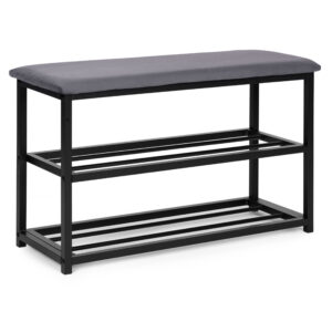 Apmuštas batų suoliukas su sėdyne 80 cm, 2 lentynos, ModernHome - Image 6