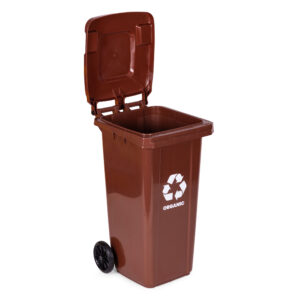 2 šiukšliadėžių rinkinys 2x240L juodos rudos spalvos buitinėms atliekoms BIO su guminiais ratukais - Image 6
