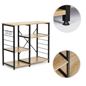 Virtuvės lentynų komplektas prieškambario spintelė 90 cm lentynos kabliukai loft stiliaus šviesaus ąžuolo ModernHome - Image 6