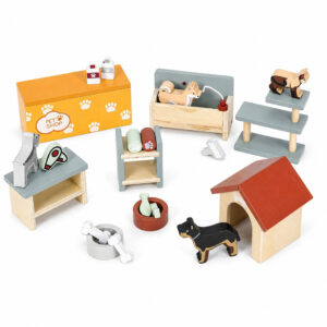 Gyvūnų prekių parduotuvė lagamine, dviaukštė, mediniai baldai, 23 priedų rinkinys ECOTOYS - Image 6