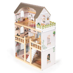 Medinis lėlių namelis Laura, 3 aukštai, 5 kambariai, 15 baldų ECOTOYS - Image 6