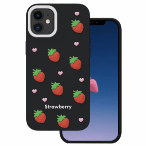 Braškių dizaino dėklas Apple iPhone 11 juodas