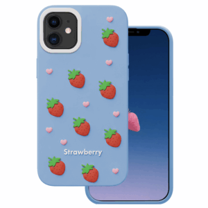 Braškių dizaino dėklas Apple iPhone 11 telefonui, mėlynas