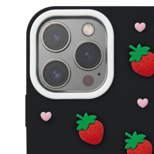 Braškių dizaino dėklas Apple iPhone 12 / 12 Pro 6,1" juodas - Image 4