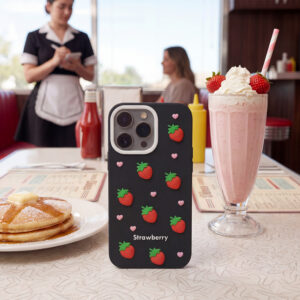 Braškių dizaino dėklas Apple iPhone 11 juodas - Image 5