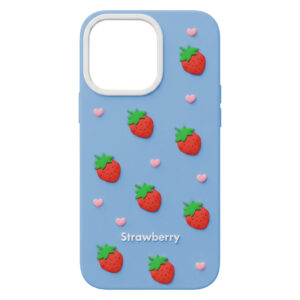 Braškių dizaino dėklas Apple iPhone 14 Pro / 15 Pro 6,1" mėlynas - Image 2