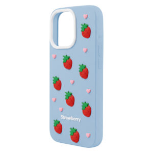 Braškių dizaino dėklas Apple iPhone 12 / 12 Pro 6,1" mėlynas - Image 3