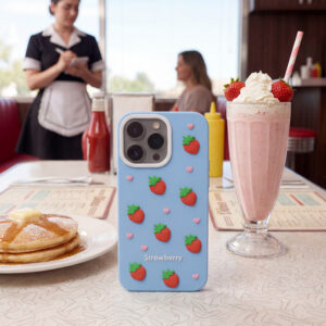 Braškių dizaino dėklas Apple iPhone 11 telefonui, mėlynas - Image 5