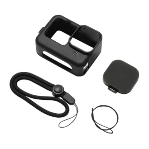 Puluz Silicone Case for GoPro HERO12, HERO11, HERO10, and HERO9 Black with Lens Cover and Strap (Black) - Image 2