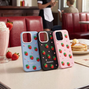 Braškių dizaino dėklas Apple iPhone 12 / 12 Pro 6,1" juodas - Image 8