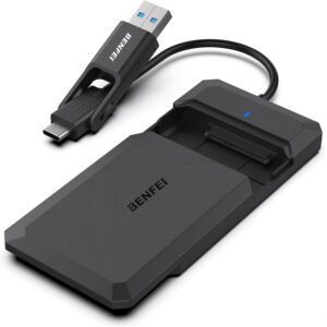 BENFEI SSD išorinis korpusas 2.5 colio SATA USB-C USB-A su UASP SATA III palaikymu juodas