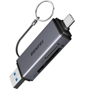 BENFEI kortelių skaitytuvas 2 viename USB-C USB-A 3.0, skirtas SD Micro SD, juodas